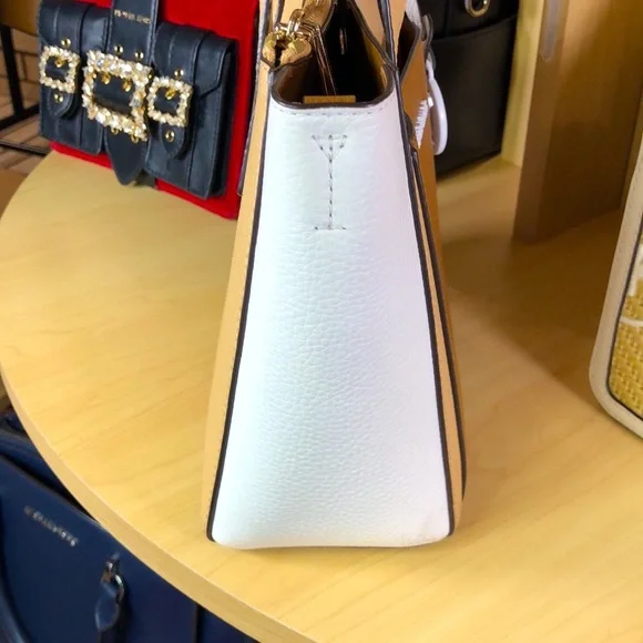 Michael Kors Tan and White Leather Tote - Picture 6 of 12